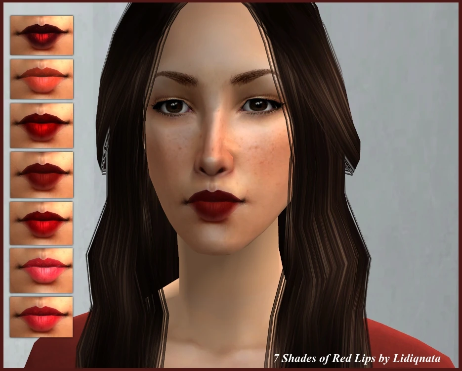 7 red shades of lips by lidiqnata sims 2